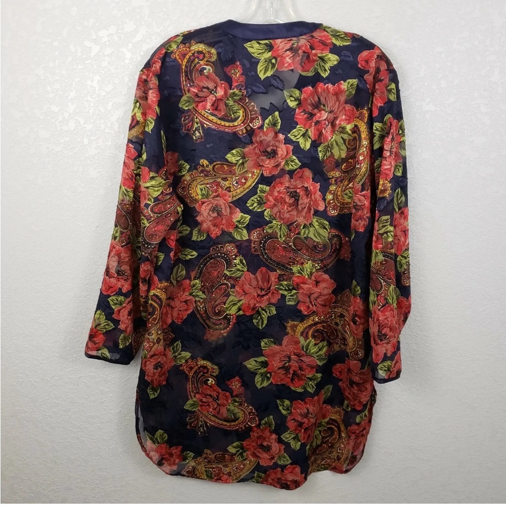 Victoria’s Secret Gold Label Flowy Style Sheer Metallic Floral Shirt Dress - Picture 7 of 8